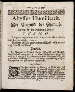 [Discursus III.] Abyssus Humilitatis. Der Abgrund der Demuth