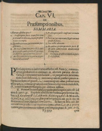 Cap. VI. De Praesumptionibus.