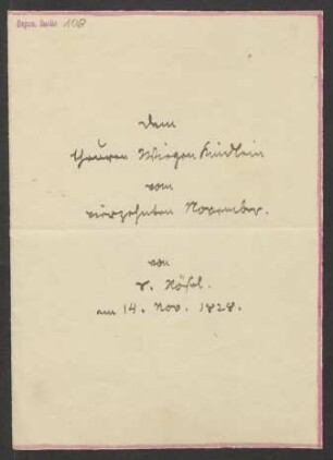 Gedicht für Fanny Mendelssohn Bartholdy "Dem theuren Wiegenkindlein vom vierzehnten November"