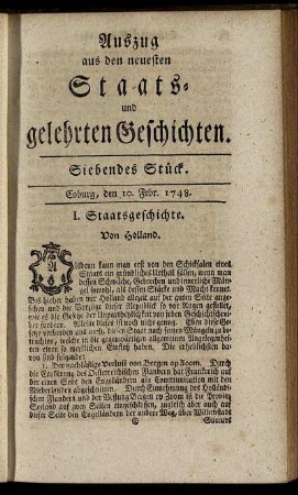 Siebendes Stück. Coburg, den 10. Febr. 1748.