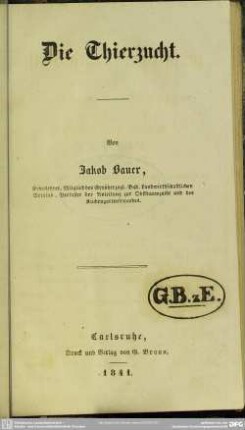 3: Die Thierzucht