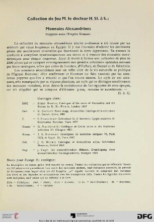 Collection de feu M. le docteur H.St. à S.: Monnaies Alexandrines