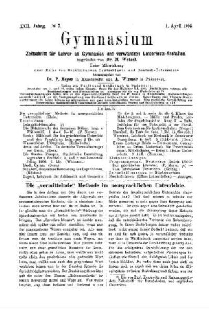 Die "vermittelnde" Methode im neusprachlichen Unterrichte
