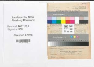 Entnazifizierung Emma Baehner , geb. 12.12.1903 ()