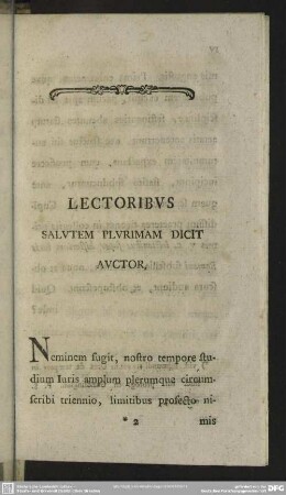Lectoribus Salutem Pluriam Dicit Auctor