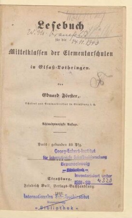 Lesebuch für die Mittelklassen der Elementarschulen in Elsaß-Lothringen