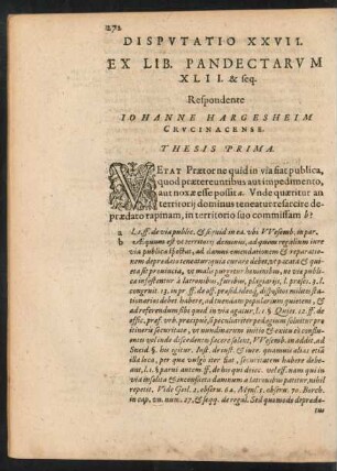 Disputatio XXVII. Ex Lib. Pandectarum XLII. & seq.