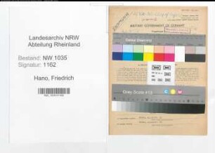 Entnazifizierung Friedrich Hano , geb. 13.07.1903 (Angestellter)