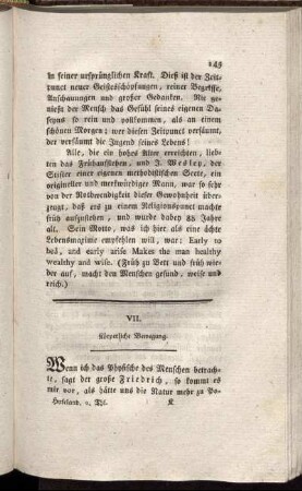VII. Körperliche Bewegung.