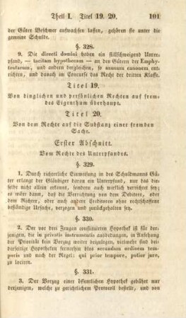 Titel 19. Von dinglichen und persönlichen Rechten auf fremdes Eigenthum überhaupt