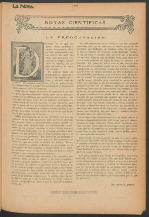 Notas científicas : La preocupación