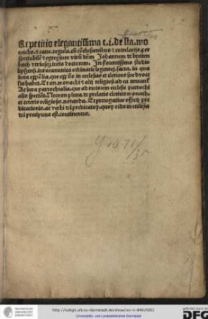 Repetitio (capitulorum V): De statu monachorum et canonicorum regularium