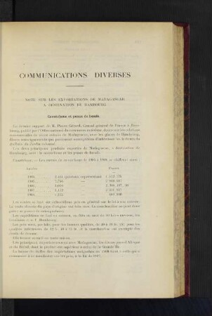 Communications Diverses.