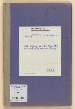 38. Sitzung am 24. Sept. 1920: Vollsitzung zur Kommunalisierung