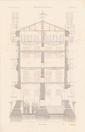 Wasserwerk, Bremen: Querschnitt (aus: Atlas zur Zeitschrift für Bauwesen, hrsg. v. F. Endell, Jg. 26, 1876)