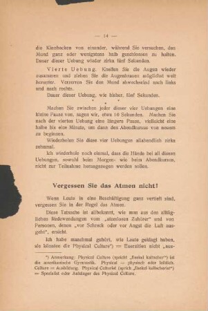 Vergessen Sie das Atmen nicht!