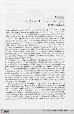 Rozdział 7: Sztuka epoki brązu i wczesnej epoki żelaza