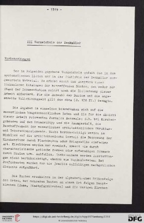 III. Verzeichnis der Denkmäler