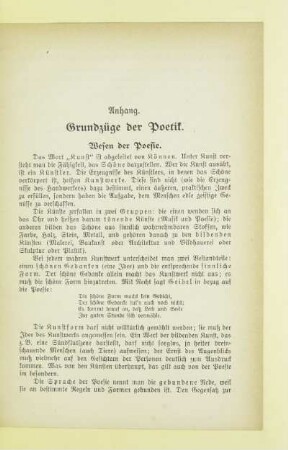 Anhang. Grundzüge der Poetik