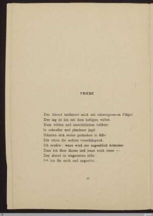 Friede : [SW I: keine Sigle]; [SW I, S. 71/126]