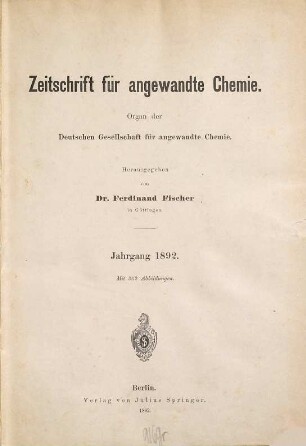 Zeitschrift für angewandte Chemie. 1892