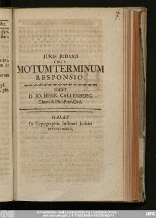 Juris Judaici Circa Motum Terminum Responsio
