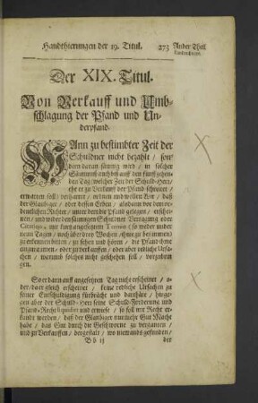 Der XIX. Titul.