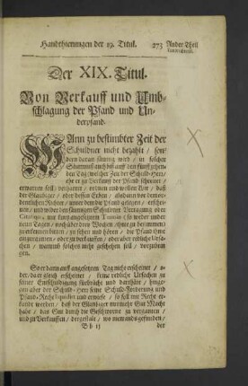 Der XIX. Titul.