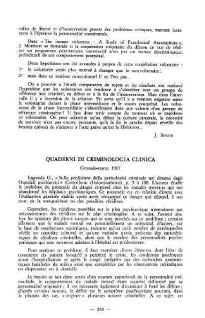249-254, Quaderni di Criminologia clinica