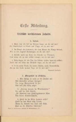 Lesestücke verschiedenen Inhalts