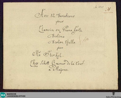 Variations - Don Mus.Ms. 1860 : cemb, vl, vlc; G; DTB 16 deest FuhM deest