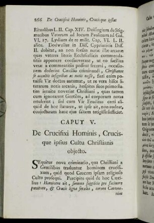 Caput V. De Crucifixi Hominis, Crucisque ipsius Cultu Christianis objecto.
