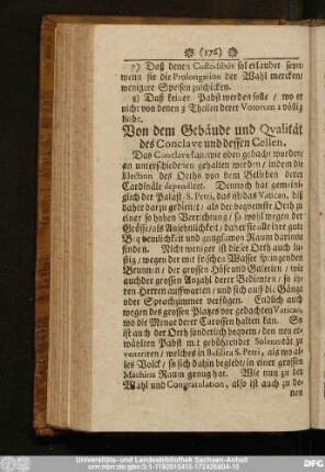 Von dem Gebäude und Qualität des Conclave und dessen Cellen.