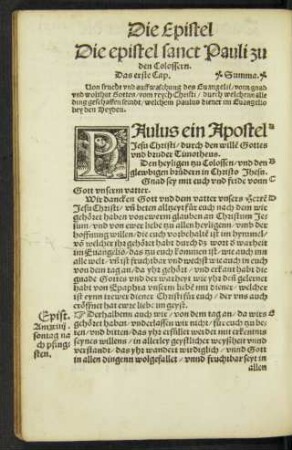 Die epistel Pauli tzu den Colossern.
