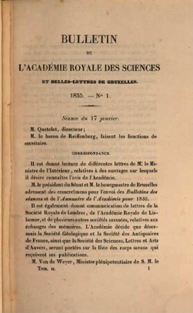 Bulletins de l'Académie Royale des Sciences, des Lettres et des Beaux-Arts de Belgique. 2. 1835
