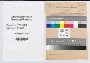 Entnazifizierung Max Hoeffgen, geb. 12.06.1917 (Verw.Angest.)