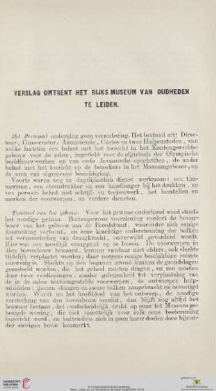 Verslag omtrent het Rijks Museum van Oudheden te Leiden