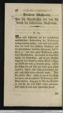 Dritter Abschnitt. Von den Eigenschaften und dem Gebrauch der beschriebenen Wasserwage