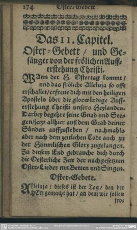 Das 11. Captiel. Oster-Gebett, und Gesänger von der frölichen Aufferstehung Christi