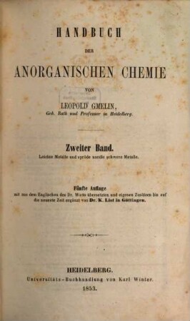 Handbuch der anorganischen Chemie. 2, Leichte Metalle und spröde unedle schwere Metalle