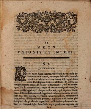 Exercitatio Inavgvralis Ivridica De Nexv Vnionis Et Imperii