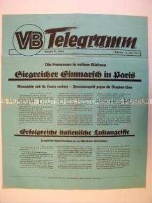Maueranschlag des "Völkischen Beobachters": "Siegreicher Einmarsch in Paris"