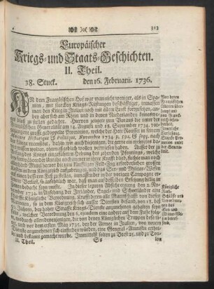 38. Stuck. den 16. Februarii. 1736.