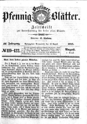 No. 119-122, Sonnabend, den 16.August