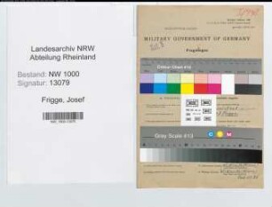 Entnazifizierung Josef Frigge, geb. 07.04.1904 (Postass.)