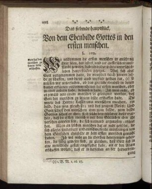 Das siebende Hauptstück, Von dem Ebenbilde Gottes in den ersten menschen.
