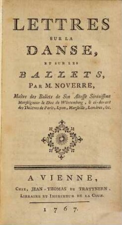 Lettres Sur La Danse Et Sur Les Ballets