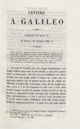 Lettere a Galileo.