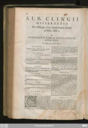 Alb. Clingii Dissertatio De Ossilegio circa sepulchrum Christi ad Esai. LIII:9.