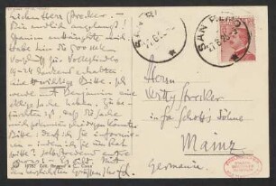 Brief an Willy Strecker und B. Schott's Söhne